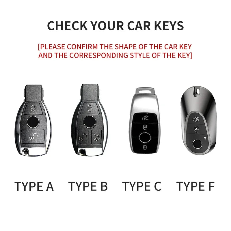 Suede Leather Smart Key Case Cover for Mercedes-Benz E-Class, C-Class 2018–2020