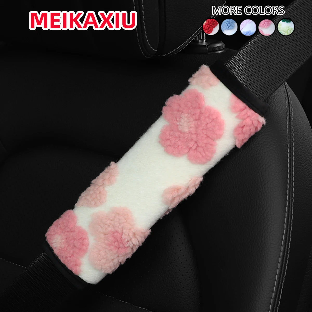 Plush Flower Winter Steering Wheel Cover Soft Warm Anti-Slip 15 Inch Universal