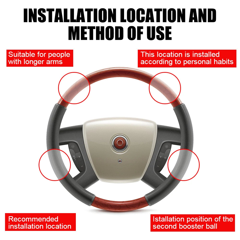 Universal 360° Steering Wheel Spinner Knob Labor Saving Turning Grip Ball