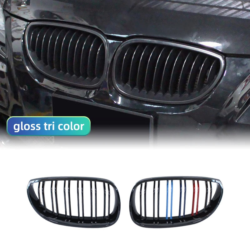 Gloss Black Double Slat Kidney Grille for BMW E60 E61 5 Series 2003–2009