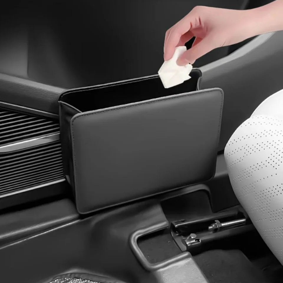 Foldable Car Trash Can Door Storage Box Seat Back Hanging Garbage Bag Holder