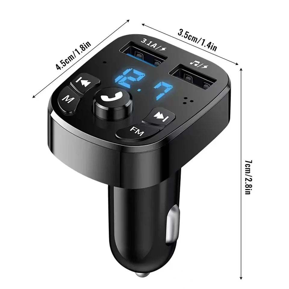Bluetooth 5.0 FM Transmitter Car Kit MP3 Player Handsfree 2 USB Fast Charger