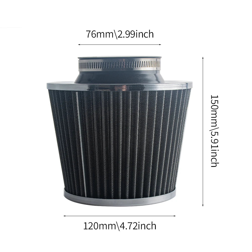 76mm 3-Inch Universal High Flow Cold Air Intake Filter Sport Mesh Cone Air Filter