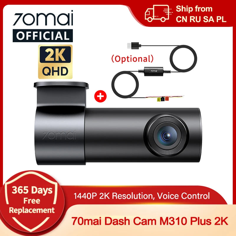 70mai M310 Plus 2K 1440P Dash Cam with F1.55 Aperture, Super Night Vision