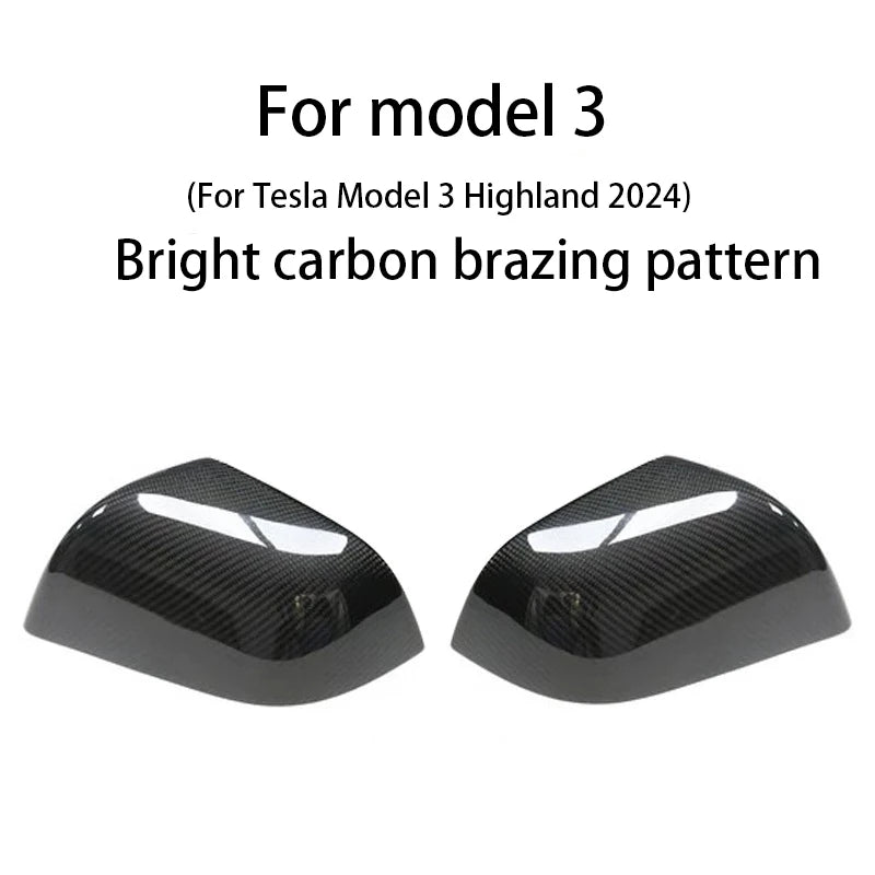 Real Dry Carbon Fiber Mirror Covers Matte Pair for Tesla Model 3 Y Highland