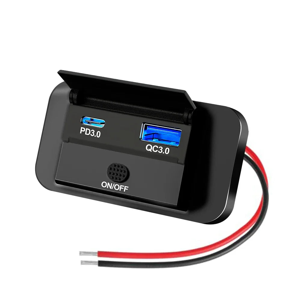 12V RV USB Outlet 36W QC3.0 55W PD Type C Charger Socket Power Switch