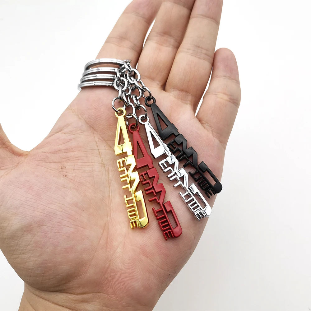 4WD Metal Car Logo Keychain Key Ring for Toyota Honda Jeep Kia Ford Hyundai Mini