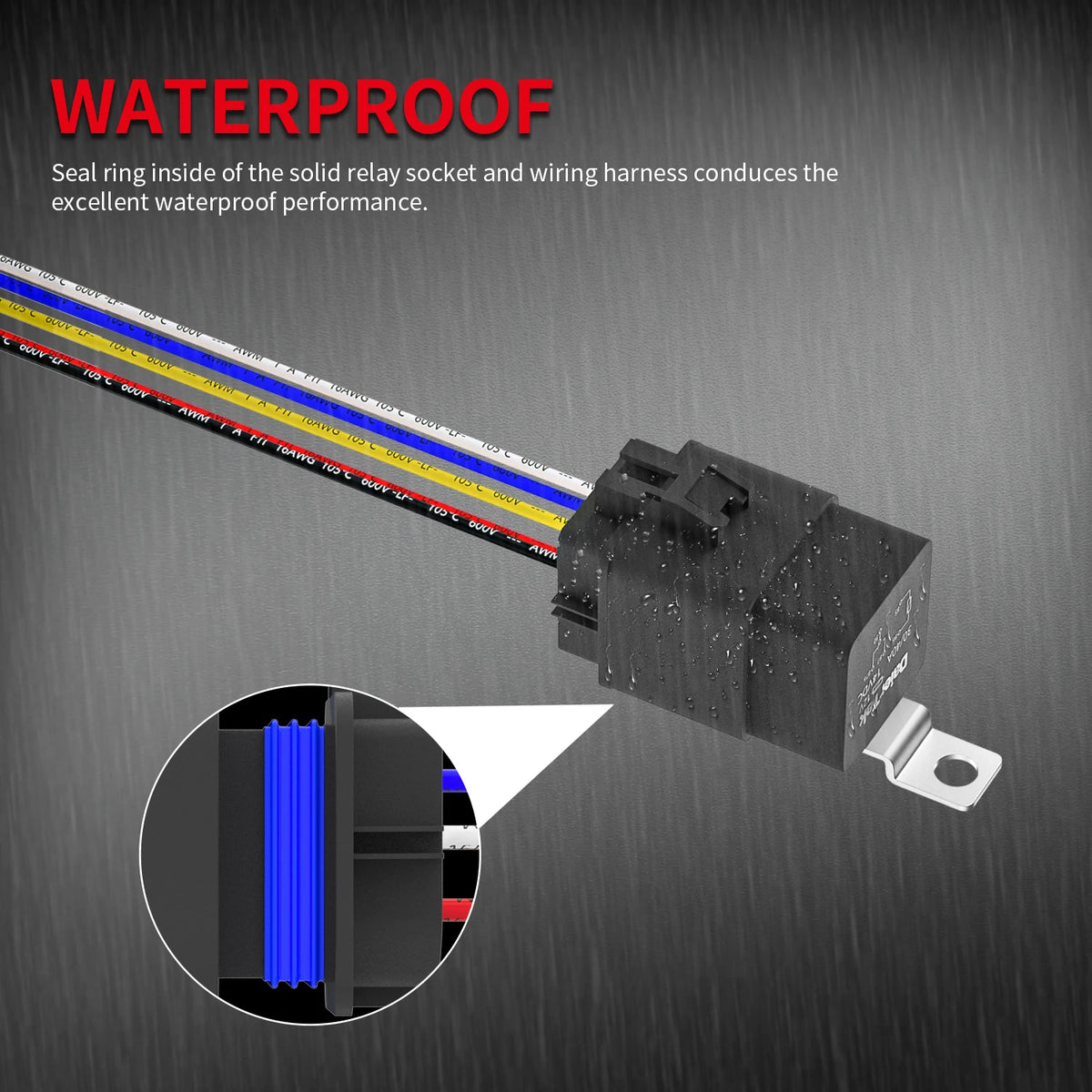 12V 40A 5 Pin SPDT Waterproof Automotive Relay with 14AWG Harness