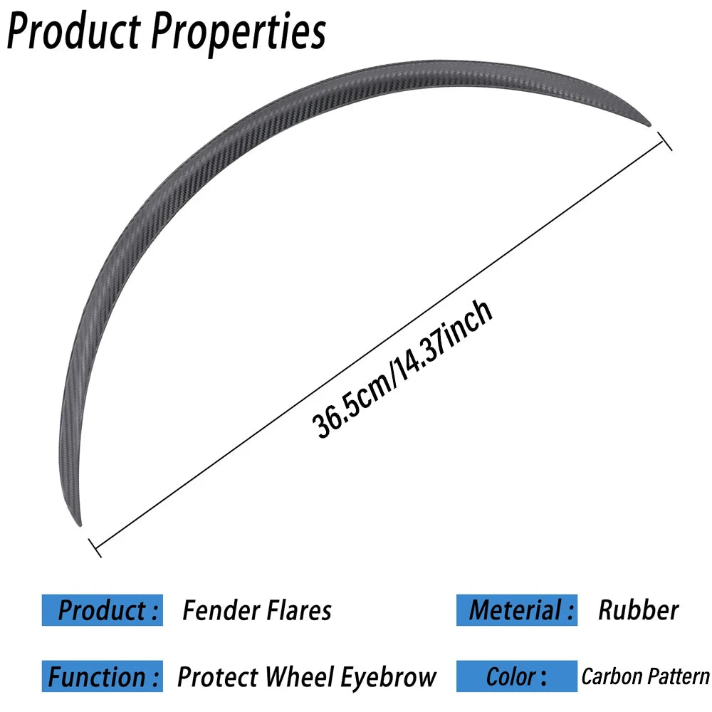 Universal Carbon Fiber Pattern Wheel Arch Fender Flare Protector 73cm