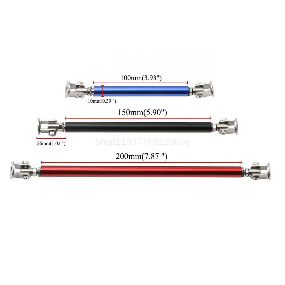 Universal Adjustable Bumper Lip Splitter Support Rods 100 150 200mm Car Kit