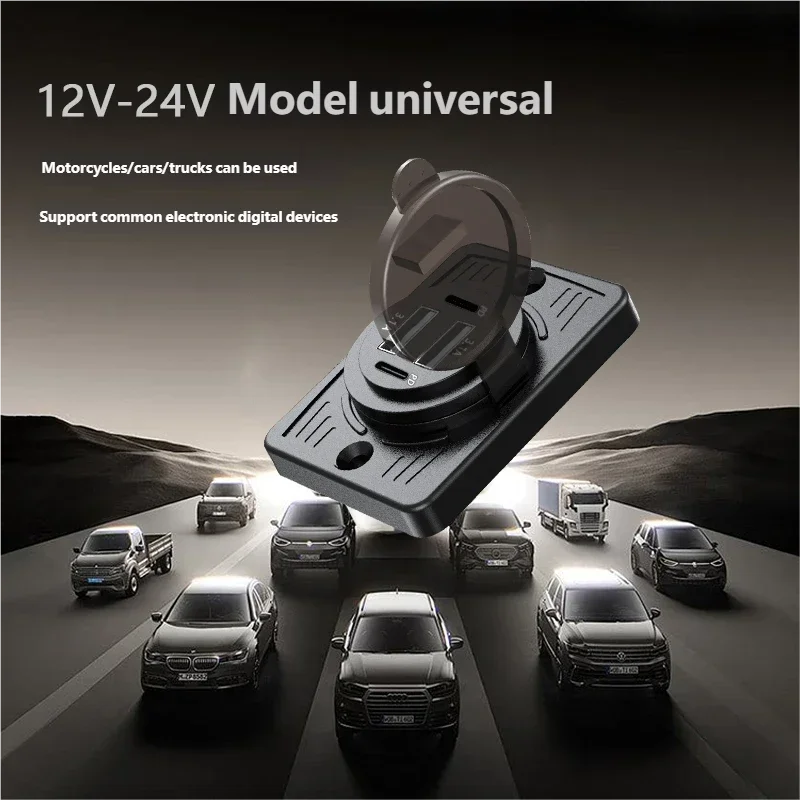 12V-24V Dual USB Car Charger Socket QC3.0 PD 3.1A 2.1A Panel Outlet RV