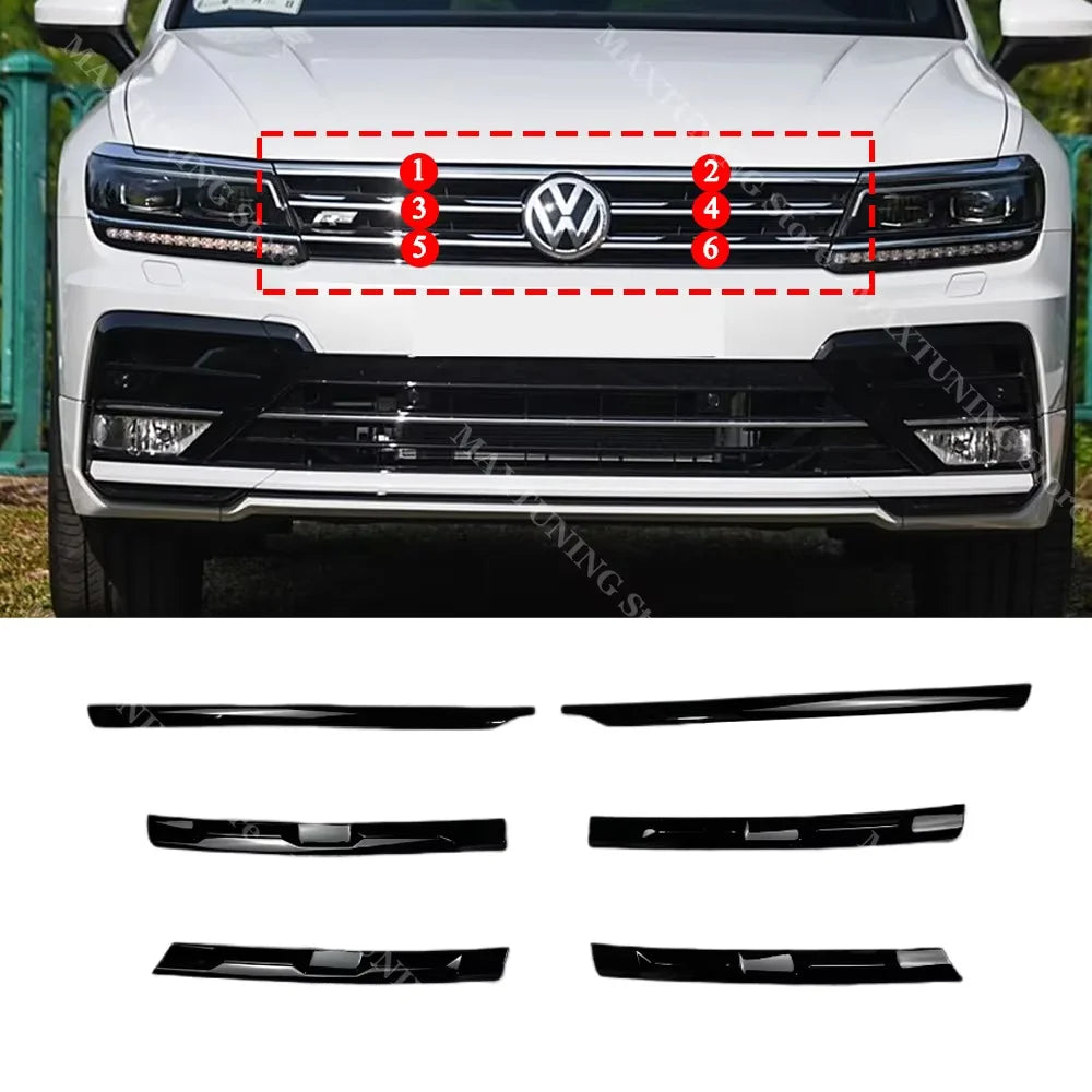 Front Bumper Grille Fog Light Black Trim For VW Tiguan MK2 R-Line 2017-2021
