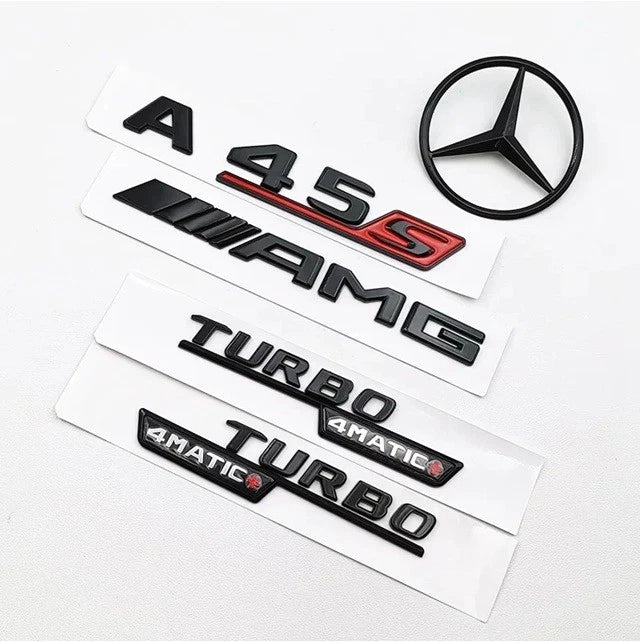 A45S AMG Gloss Black Emblem Badge Set for Mercedes Benz A45 W177 2018 - Current