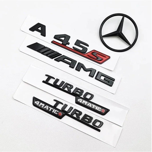 A45S AMG Gloss Black Emblem Badge Set for Mercedes Benz A45 W177 2018 - Current