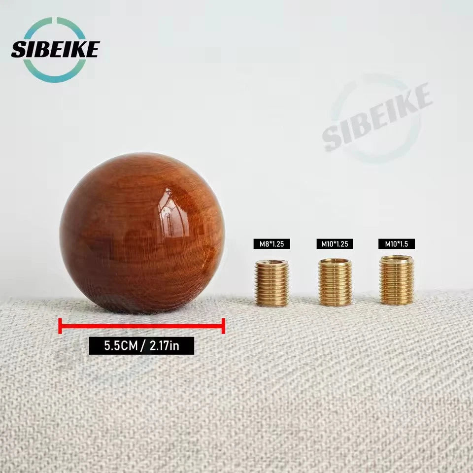 Classic Real Wood Round Shift Gear Knob M12x1.25 M10x1.5 M10x1.25 M8x1.25 NEW