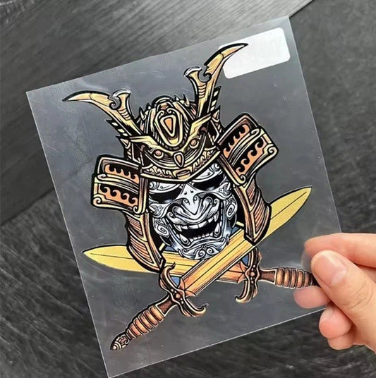 Samurai Red Kabuto Oni Death Mask Japanese Ghost Demon Vinyl Decal Sticker
