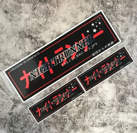3 x Night Runner Car Decals Sticker for Toyota Honda Mazda Subaru Mitsubishi
