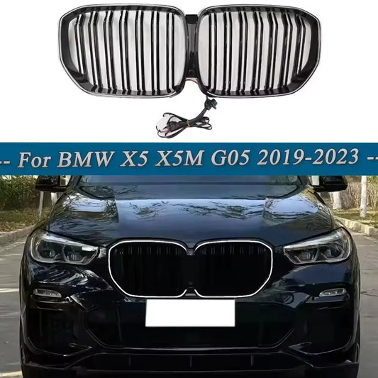 2019–2023 BMW X5 G05 LED Front Double Kidney Grille Racing Style Gloss Black