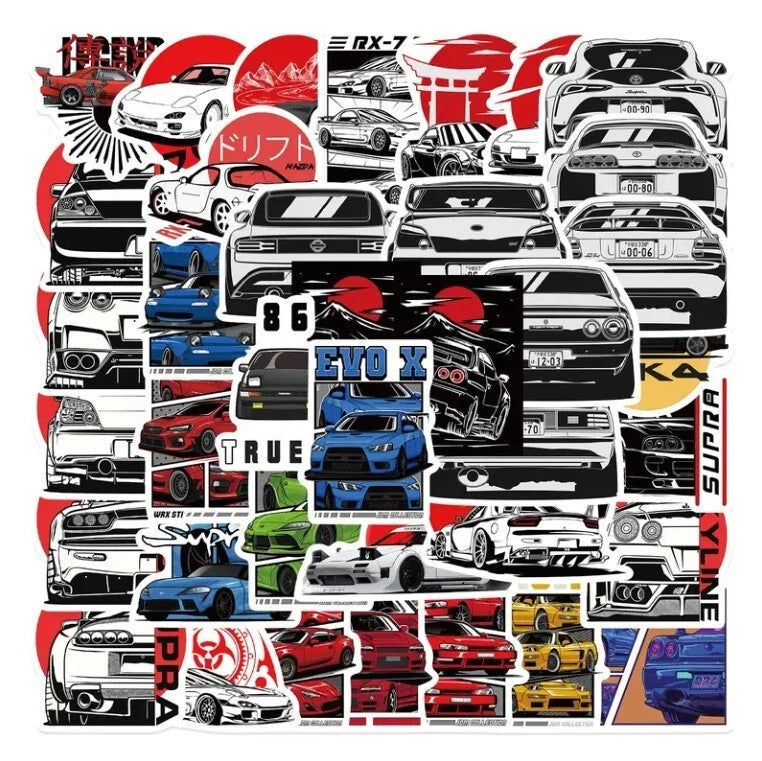 50 x Japan Sport Cars Decal Sticker Set Pack 4 Waterproof Vinyl Graffiti JDM
