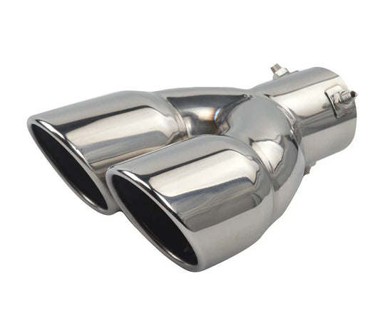 Twin Chrome Silver Exhaust Tips 70mm Inlet Dual 76mm Outlet Muffler Tail Pipe AU