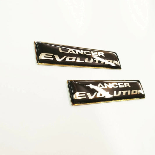 2 x Lancer Evolution Black Silver Boot Fender Badge Emblem for Mitsubishi NEW
