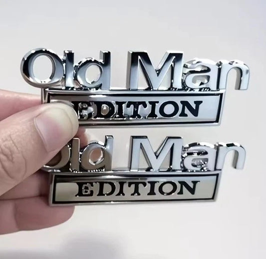 2 x Old Man Edition Chrome Silver Fender Boot Badge Emblem for Car Ute SUV NEW