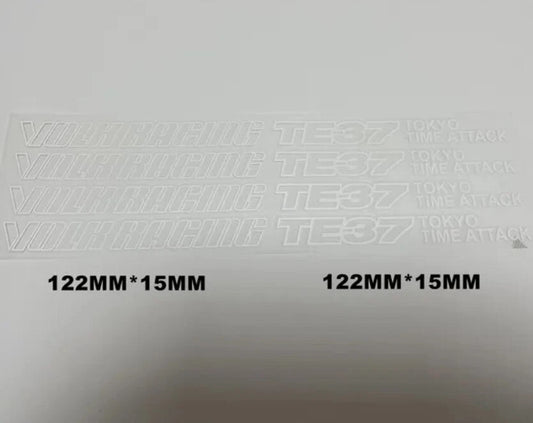 4 x VOLK RAYS TE37 Tokyo Time Attack Wheel Rim White Decals Stickers Saga Ultra