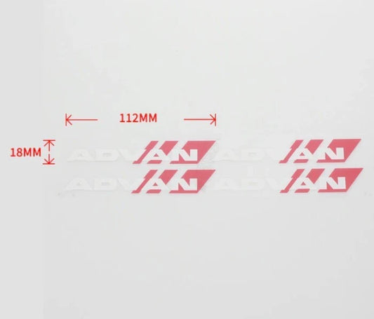 4 x Advan Yokohama Wheel Decal Sticker White & Red RG2 RC4 RG4 D2 TC4 GT ONI2 R6