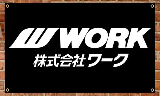 Work Race Wheel Polyester Flag Banner 60cm x 90cm for Mitsubishi Hyundai KIA