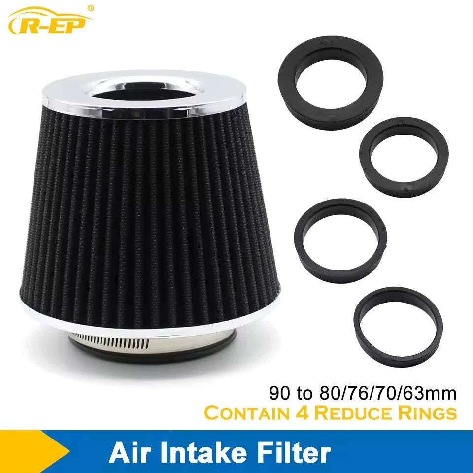 Performance High Flow Cold Air Intake Filter Kit with 63 70 76 80 90mm Adapters