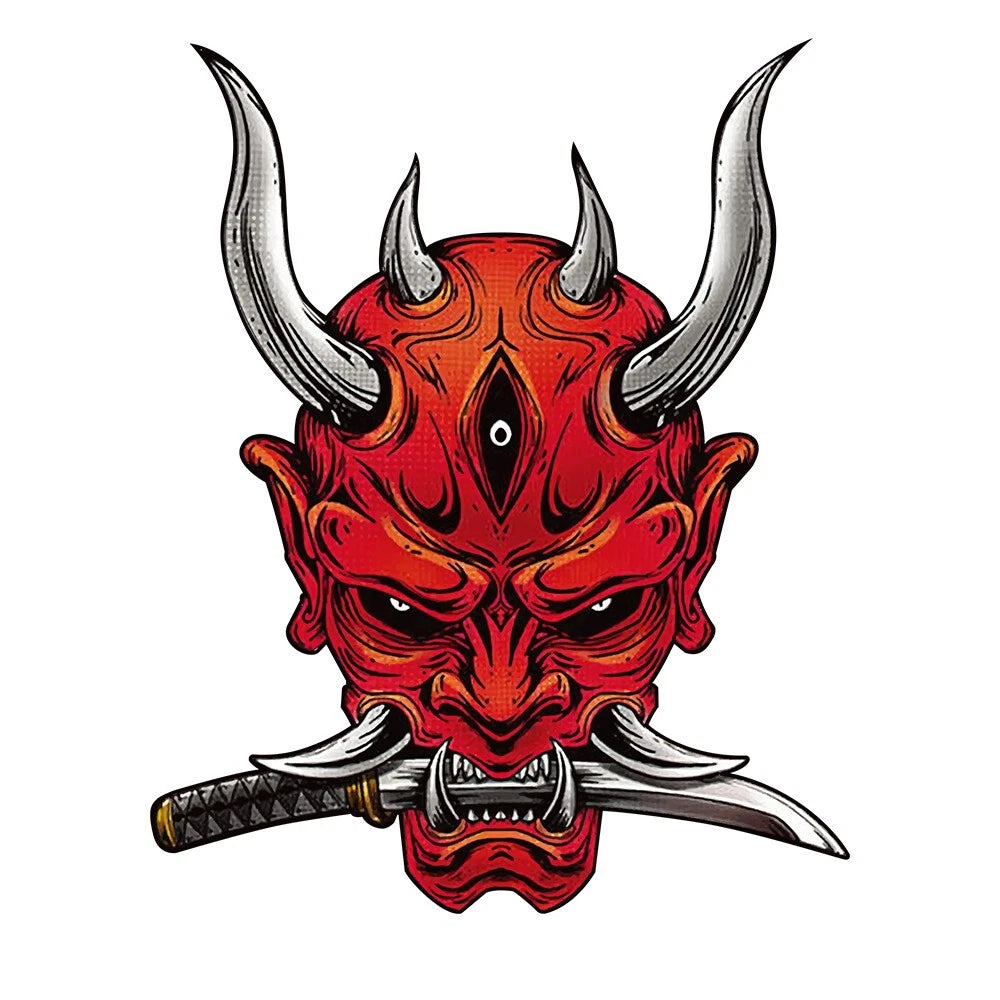 Japanese Three Eye Oni Death Mask Demon Decal Sticker JDM Car Bike Nissan Honda