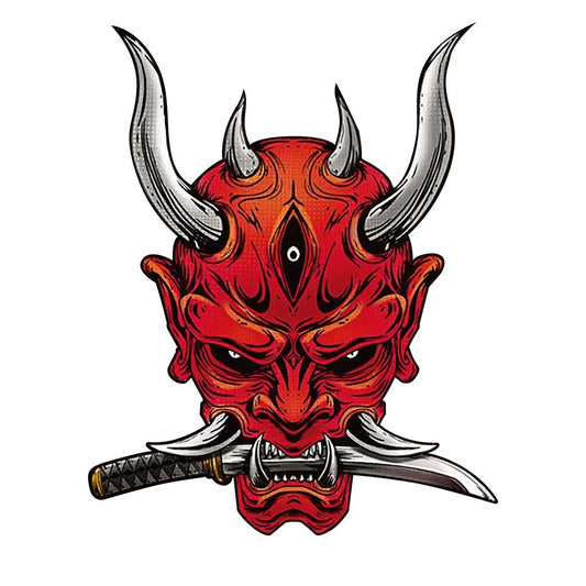 Japanese Three Eye Oni Death Mask Demon Decal Sticker JDM Car Bike Nissan Honda