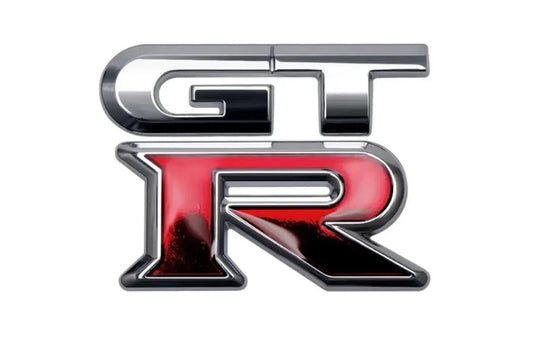 GTR 3D Badge Emblem Chrome & Red 63mm x 54mm for R32 R33 R34 R35