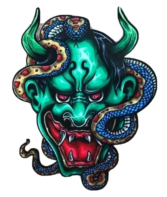 Japanese Hannya Oni Death Mask Snake Demon Decal Sticker JDM Car Bike Subaru