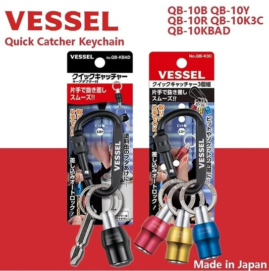 VESSEL QB-10B QB-10Y QB-10R QB-10K3C QB-KBAD Quick Catcher Keychain 1/4 Inch Hex