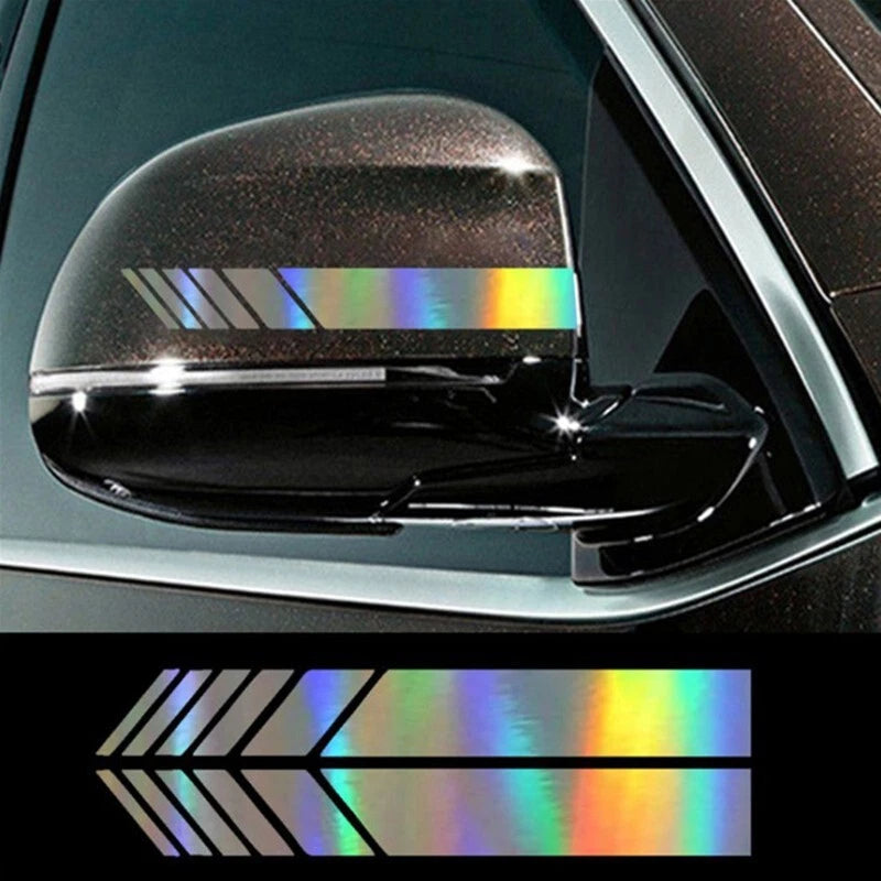 Car Rear View Mirror Racing Stripe Vinyl Decal Sticker Iridesence 140mm x 30mm