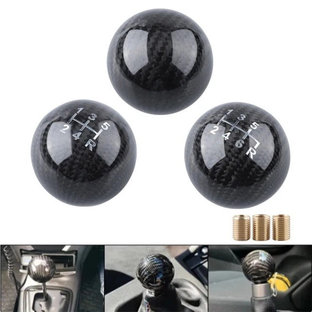 Black 3K Carbon 5 6 Speed Gear Shift Knob M12x1.25 M10x1.25 M10x1.5 M8x1.25 AU