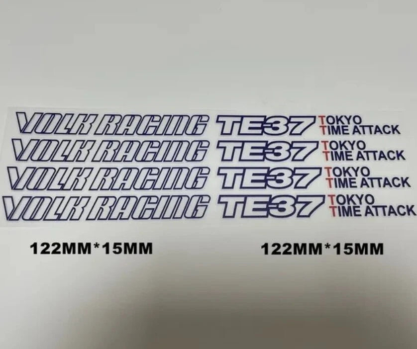 4 x VOLK RAYS TE37 Tokyo Time Attack Wheel Rim Blue Decals Stickers Saga Ultra