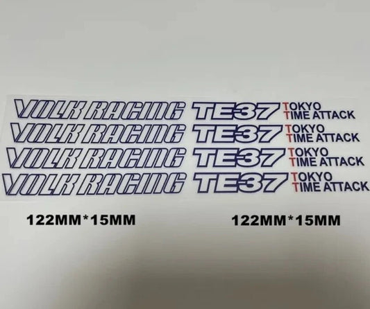 4 x VOLK RAYS TE37 Tokyo Time Attack Wheel Rim Blue Decals Stickers Saga Ultra