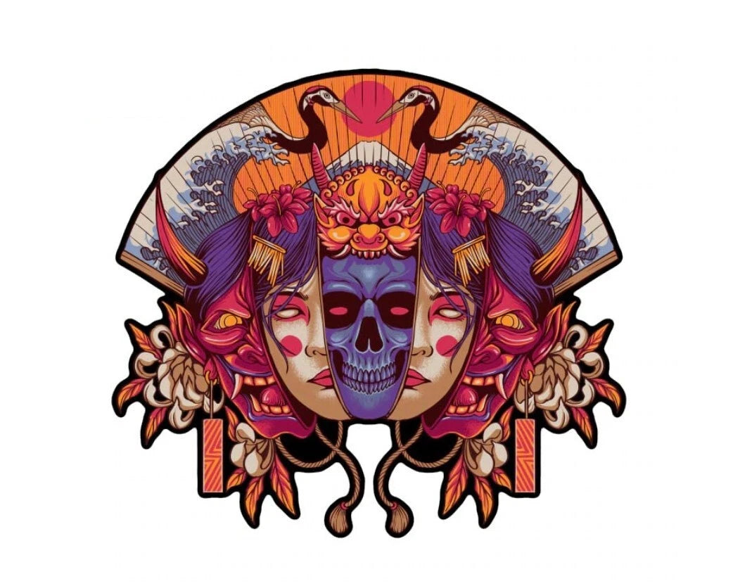 Japan Many Face Oni Demon Decal Sticker for Toyota Honda Subaru Nissan Hyundai