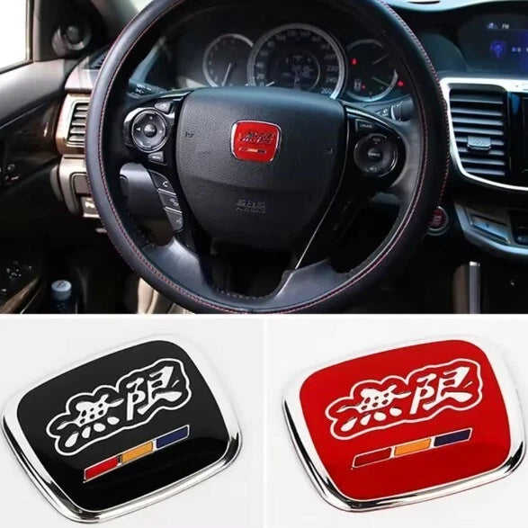 Mugen Steering Wheel Badge Emblem Black / Red for Honda Accord CRV Civic HRV