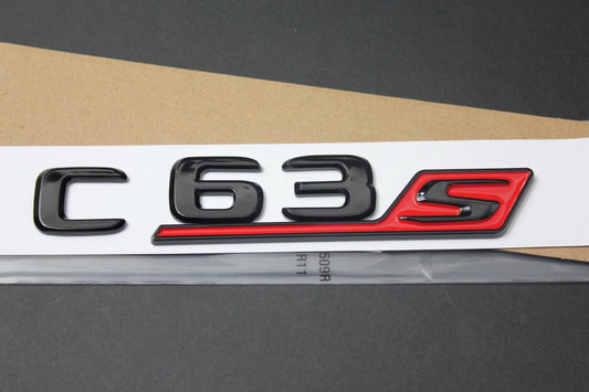 C63S Gloss Black & Red Rear Boot Emblem Badge for Mercedes C205 W204 W205 W206