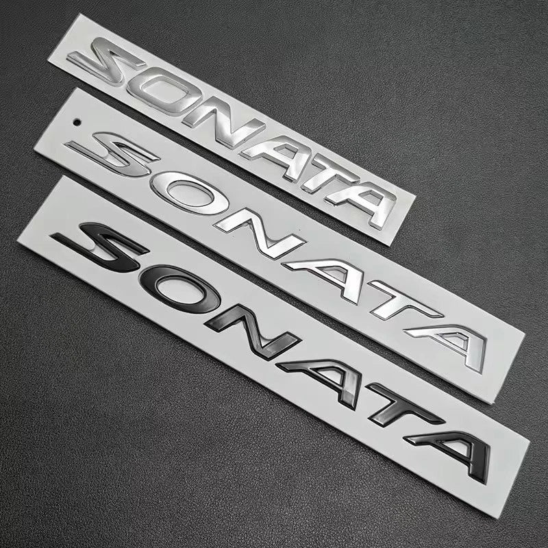 Sonata Emblem Badge Chrome Black Black Self-Adhesive Car Logo Letters