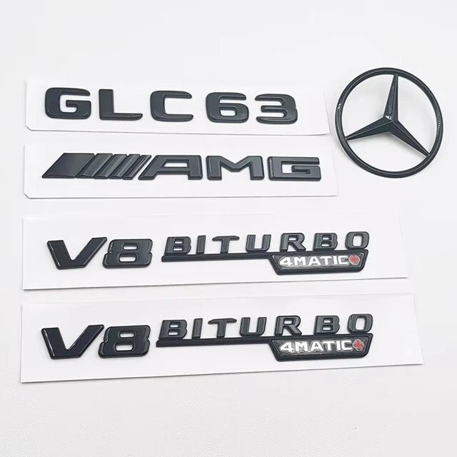GLC63 AMG V8 Biturbo 4matic + Full Badge Set Gloss Black for Mercedes Benz AU