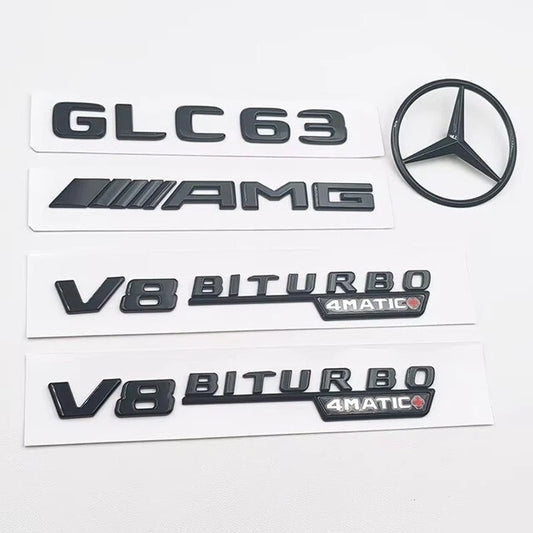 GLC63 AMG V8 Biturbo 4matic + Full Badge Set Gloss Black for Mercedes Benz AU
