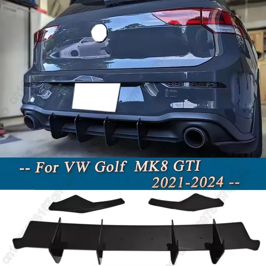 Rear Bumper Protector Style Diffuser Lip for VW Golf MK8 GTI R-Line 2021–2024