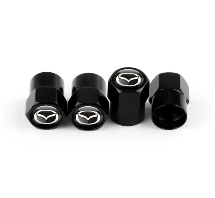 Mazda 4 pcs Stem Tyre Valve Caps Metallic Black for RX7 RX8 MX5 3 6 CX3 CX6 CX9