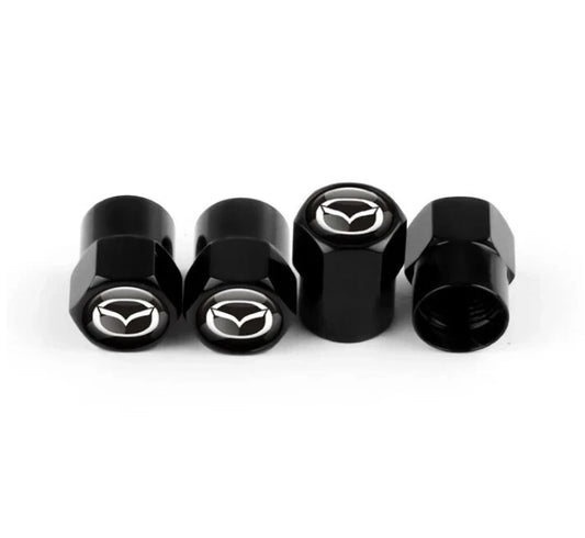 Mazda 4 pcs Stem Tyre Valve Caps Metallic Black for RX7 RX8 MX5 3 6 CX3 CX6 CX9