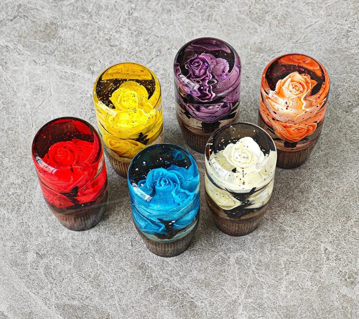 Flower Gear Shift Knob M12x1.25 M10x1.5 Mx1.25 M8x1.25 Orange Purple White Red