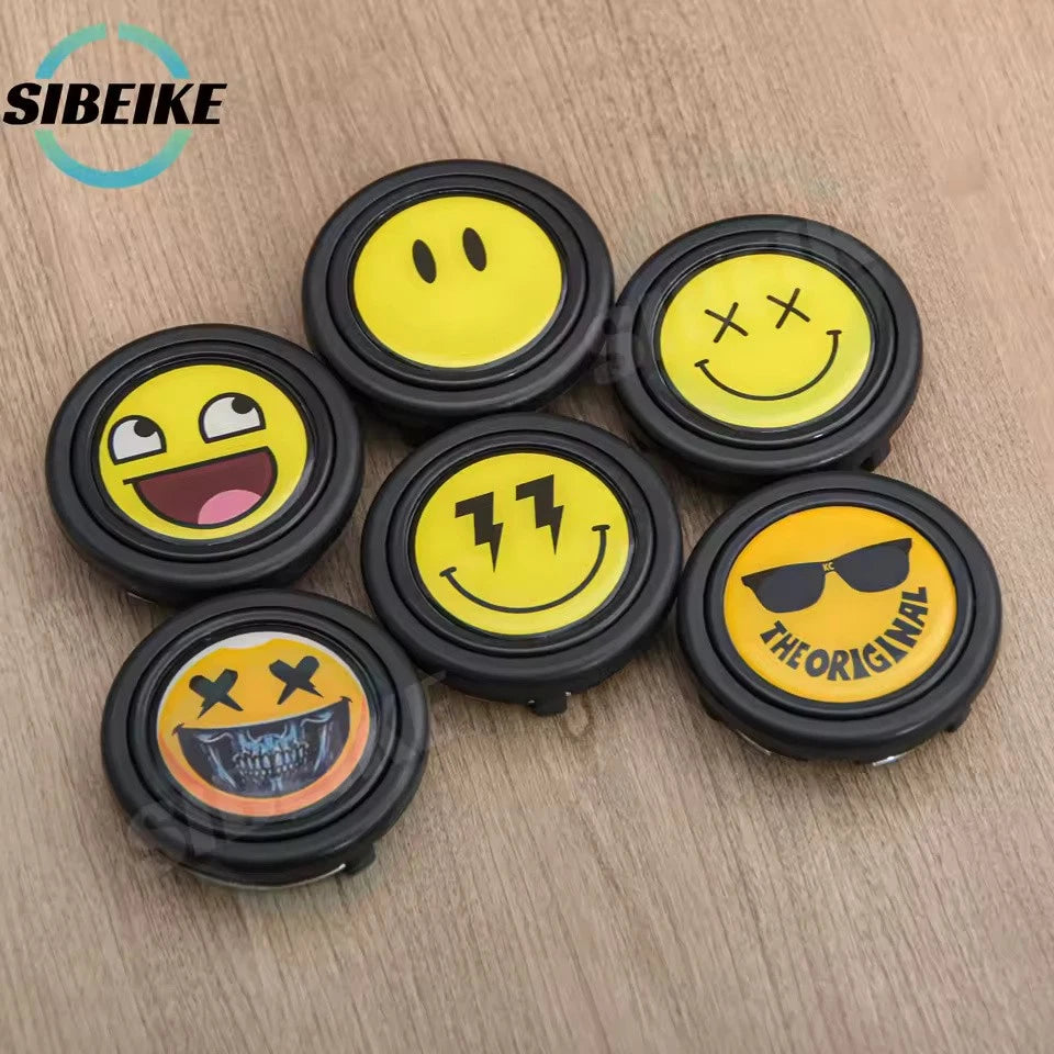 JDM Yellow Happy Face Steering Wheel Horn Button Universal Car Horn Push Cover